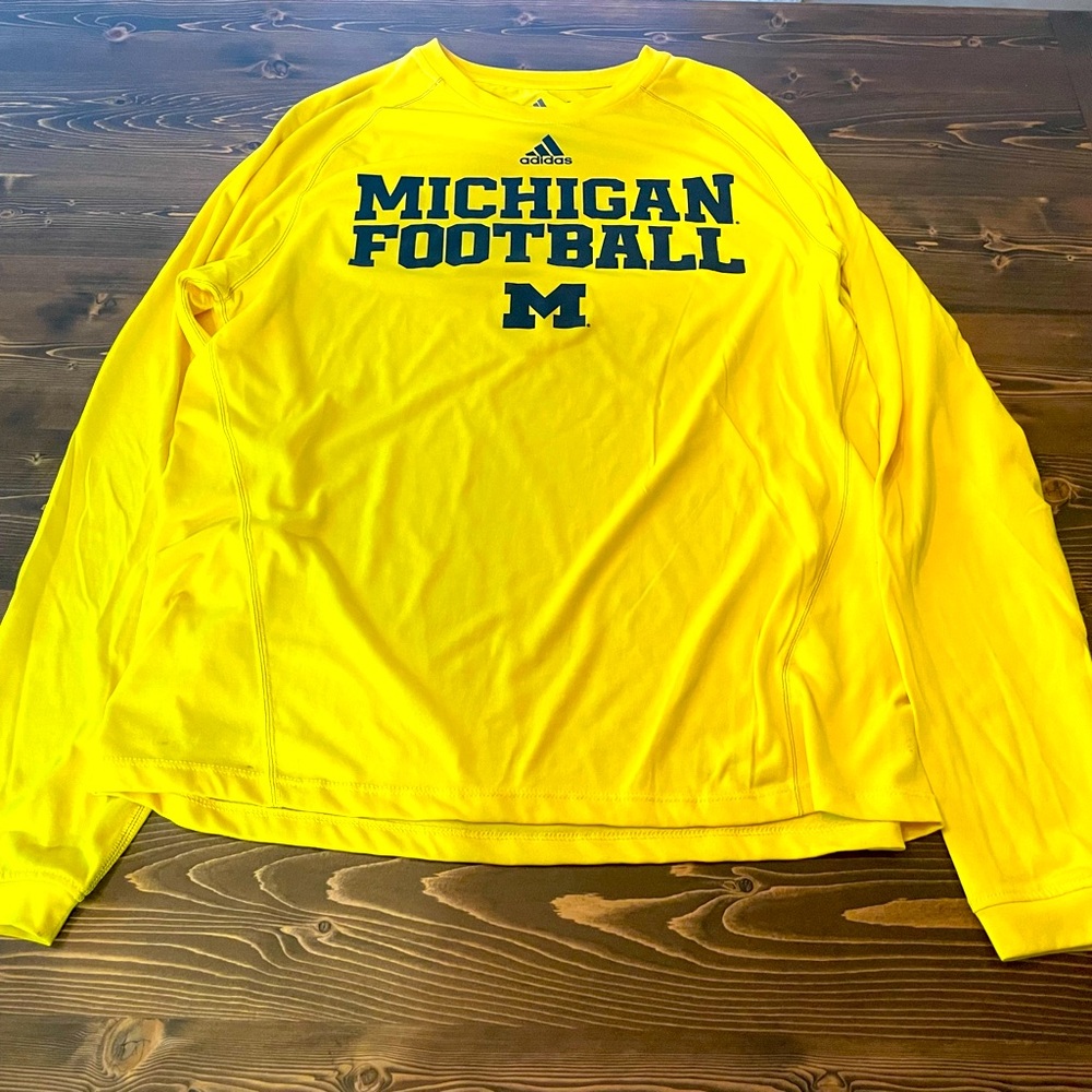 Adidas Michigan Long Sleeve Yellow Climalite Shirt